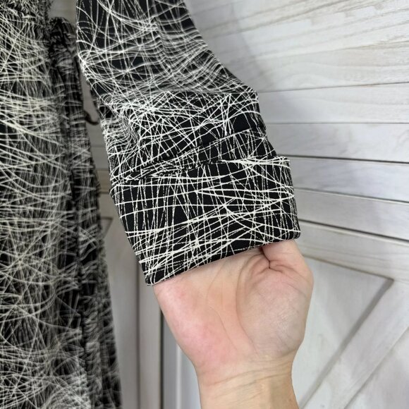 The Limited Dress Womens Medium Black White String Line Wrap Shirt Long Sleeve - Picture 6 of 10